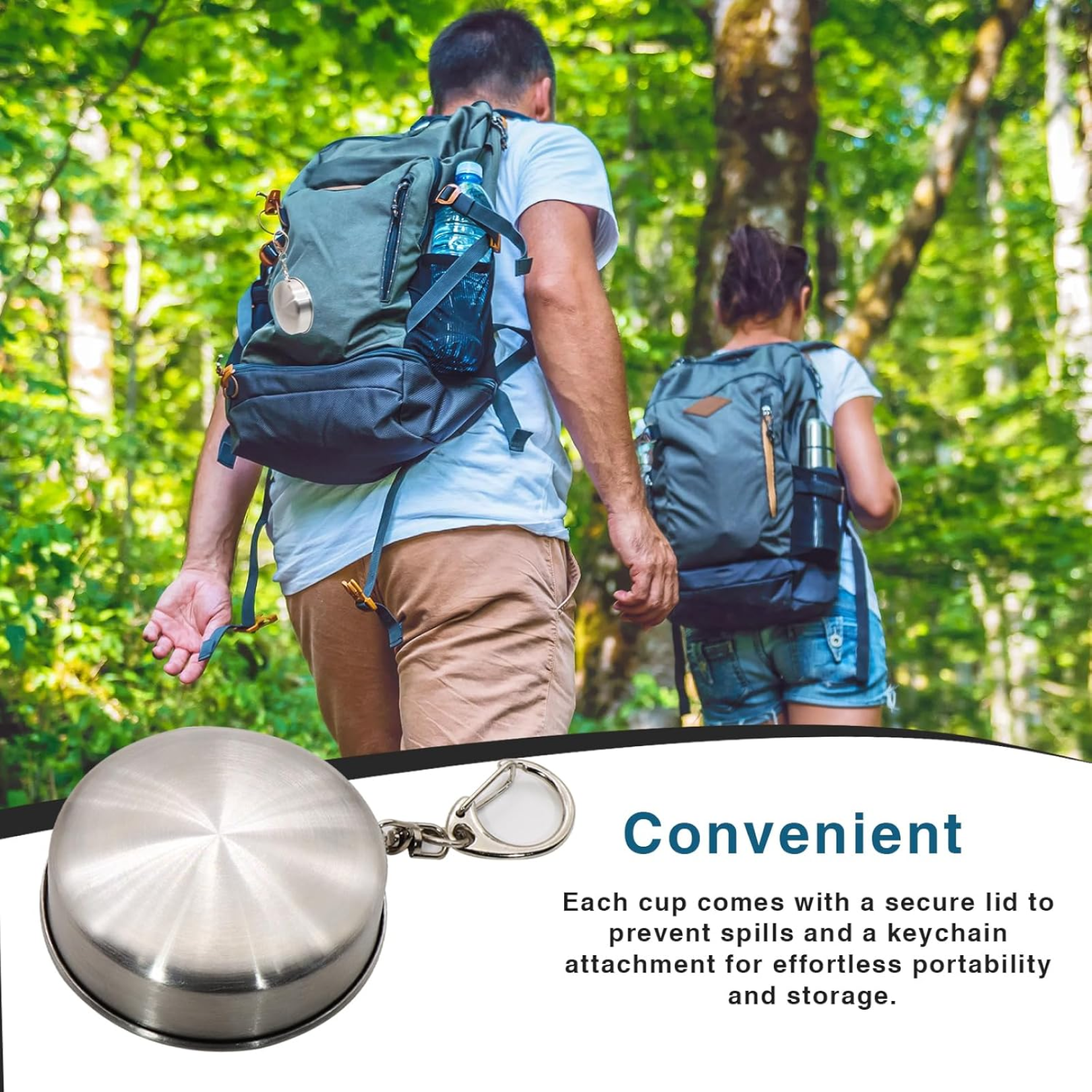 2 in 1 Camping Folding Cup with Keychain (1 Pc)