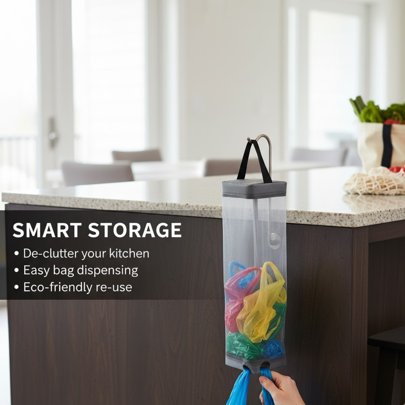 Hanging Waste Bag Holder – Large Capacity Garbage Storage with Sturdy Handle for Home, Kitchen & Restaurant (1 Pc)