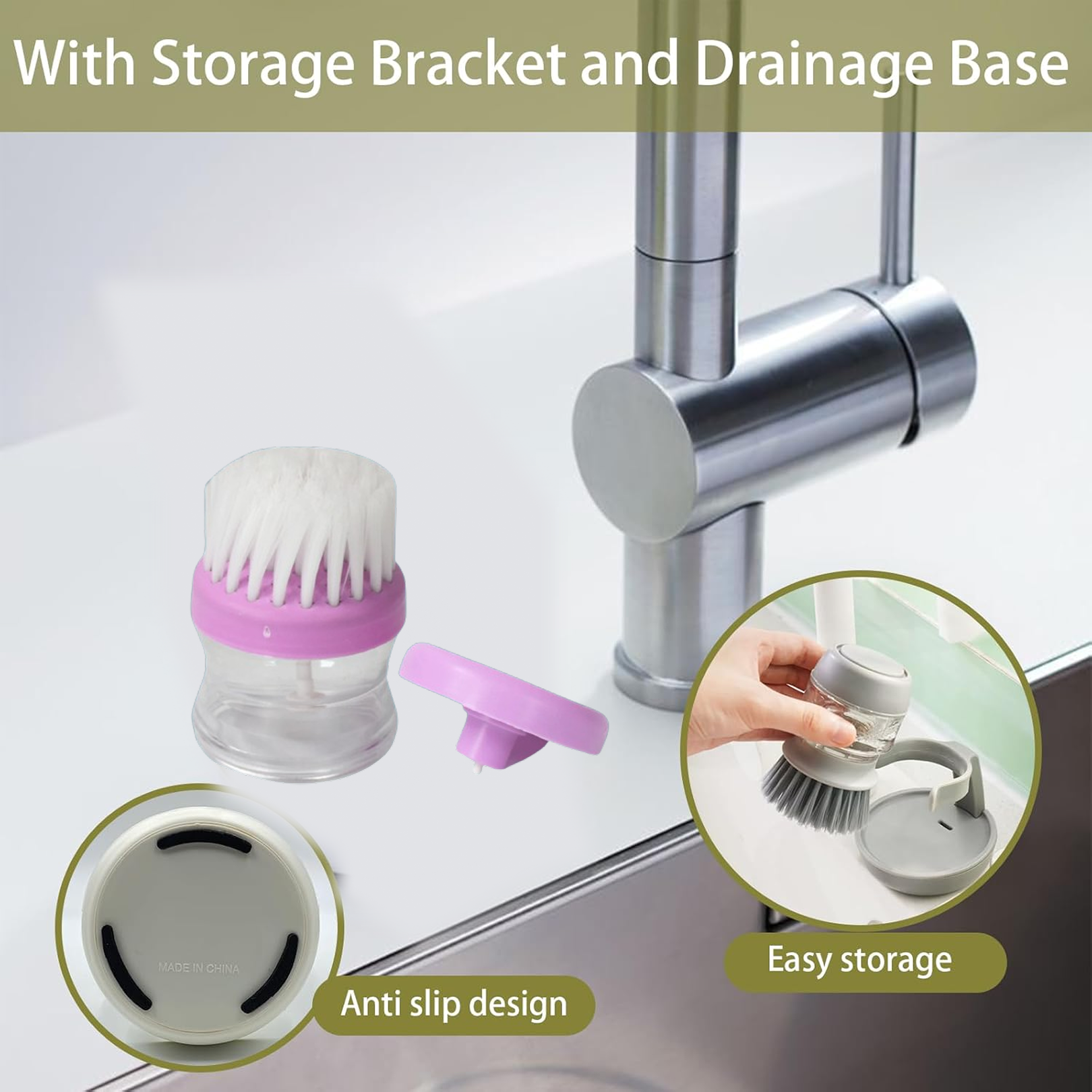 159 પ્લાસ્ટિક વૉશ બેસિન બ્રશ ક્લીનર વિથ લિક્વિડ સોપ ડિસ્પેન્સર (મલ્ટીકલર)