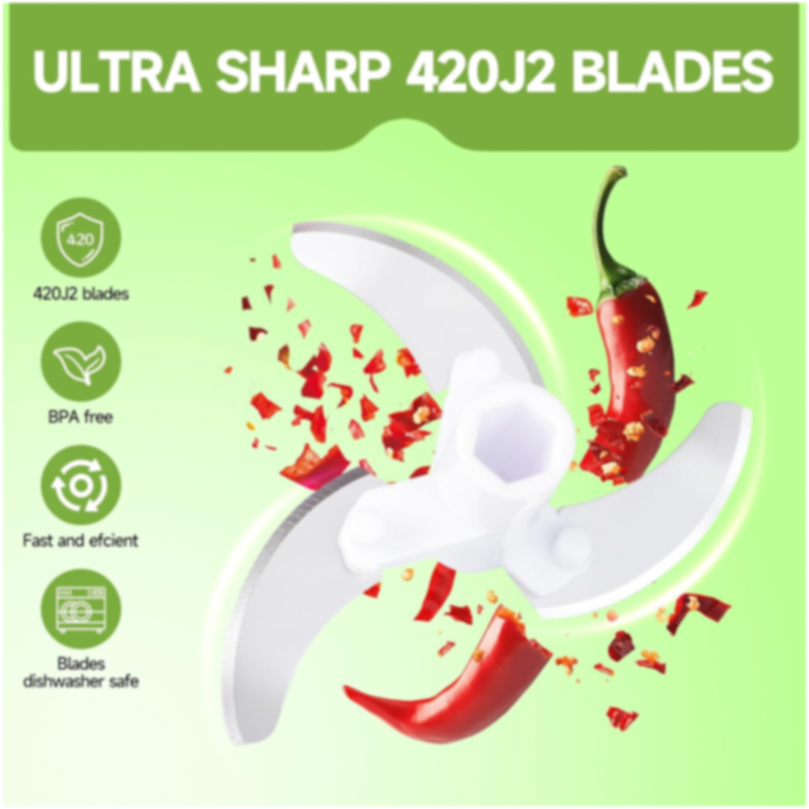 Manual Stainless Steel Vegetable Chopper – Compact, Extra Sharp with 5 Blades