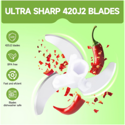 Manual Stainless Steel Vegetable Chopper – Compact, Extra Sharp with 5 Blades