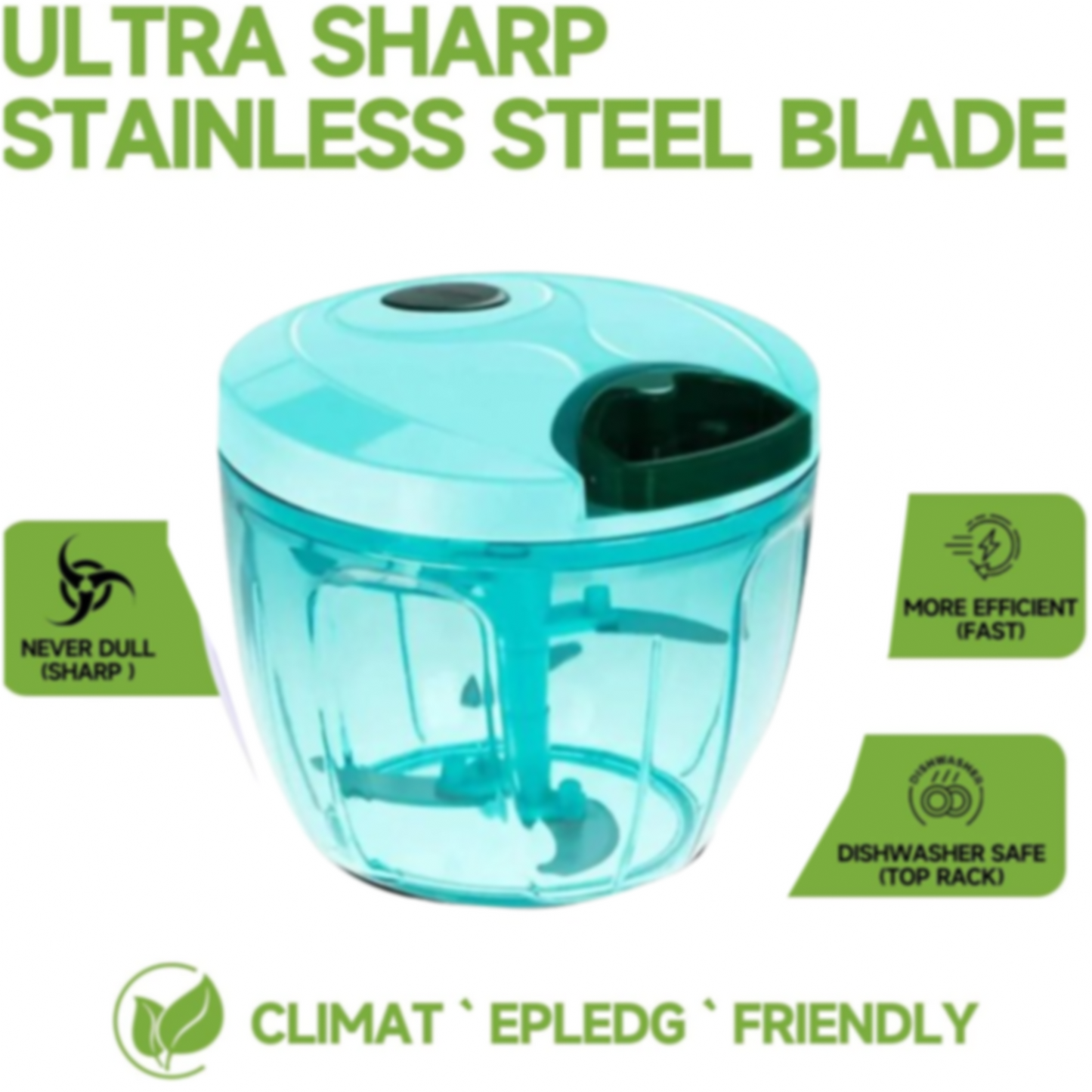 Manual Stainless Steel Vegetable Chopper – Compact, Extra Sharp with 5 Blades