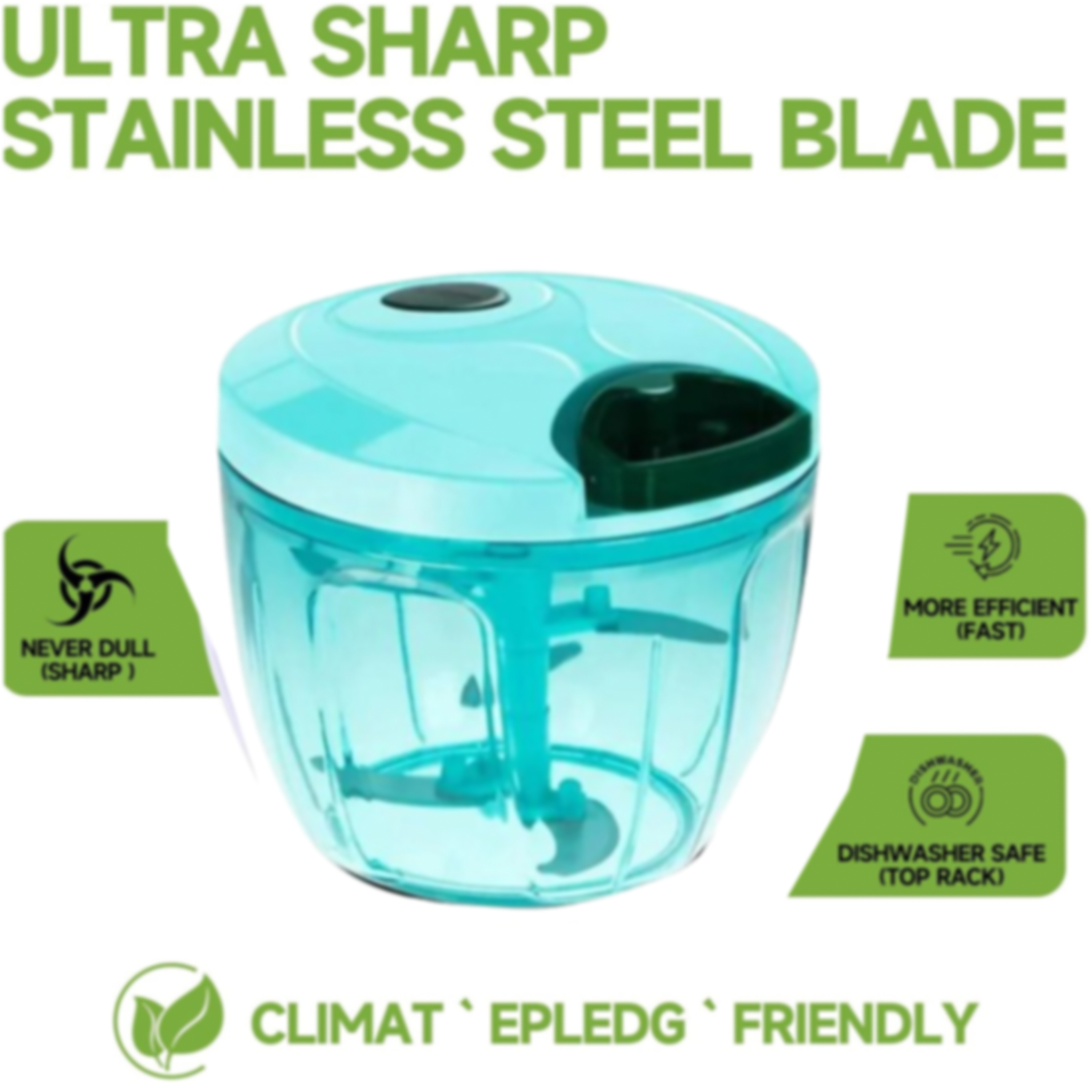 Manual Stainless Steel Vegetable Chopper – Compact, Extra Sharp with 5 Blades