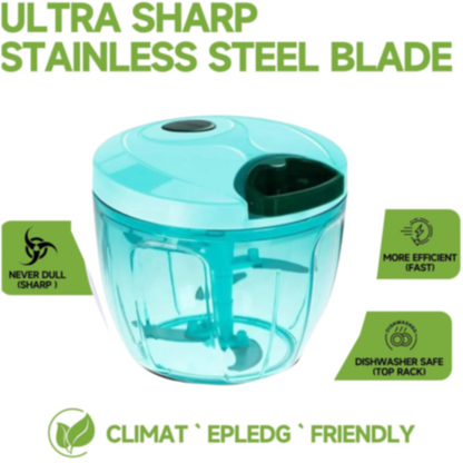 Manual Stainless Steel Vegetable Chopper – Compact, Extra Sharp with 5 Blades