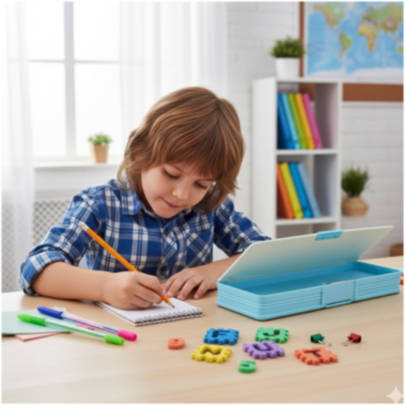 डबल साइडेड मैग्नेटिक ज्योमेट्री बॉक्स, लड़कों के लिए कैलकुलेटर के साथ पेंसिल बॉक्स लड़कियों और लड़कों के लिए आर्ट प्लास्टिक पेंसिल बॉक्स