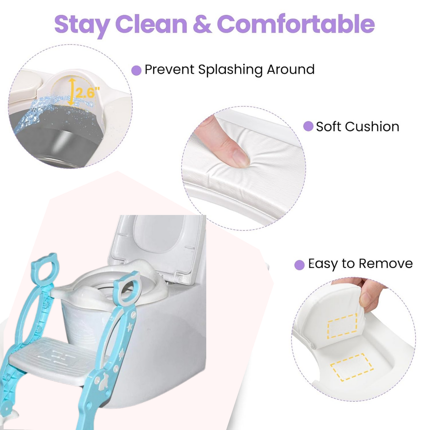 2 इन 1 पॉटी ट्रेनिंग टॉयलेट सीट स्टेप स्टूल सीढ़ी के साथ टॉडलर्स के लिए