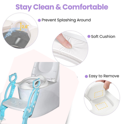 2 इन 1 पॉटी ट्रेनिंग टॉयलेट सीट स्टेप स्टूल सीढ़ी के साथ टॉडलर्स के लिए