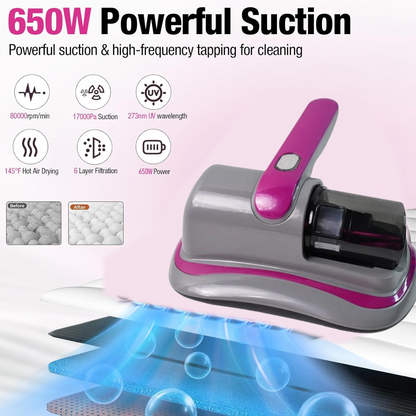 0227 પાવરફુલ સક્શન પોર્ટેબલ હેન્ડહેલ્ડ વેક્યુમ ક્લીનર - બેડ માટે ઓછો અવાજ વેક્યુમ ક્લીનર - કાર સીટ ક્રેવિસિસ ગાદલા, ગાદલા, સોફા વાયરલેસ એન્ટી ડસ્ટ અને માઈટ ક્લીનર માટે કોર્ડલેસ વેક્યુમ ક્લીનર