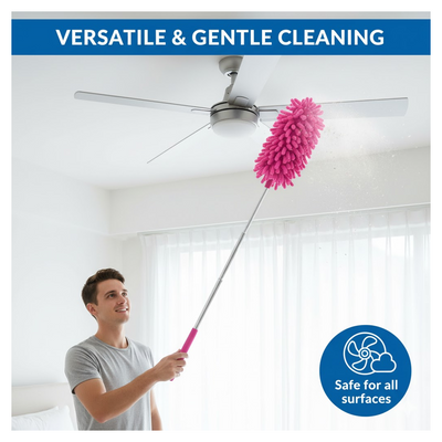 Extendable Microfiber Duster – For Fan & High Ceiling Cleaning | Velvet Wipe