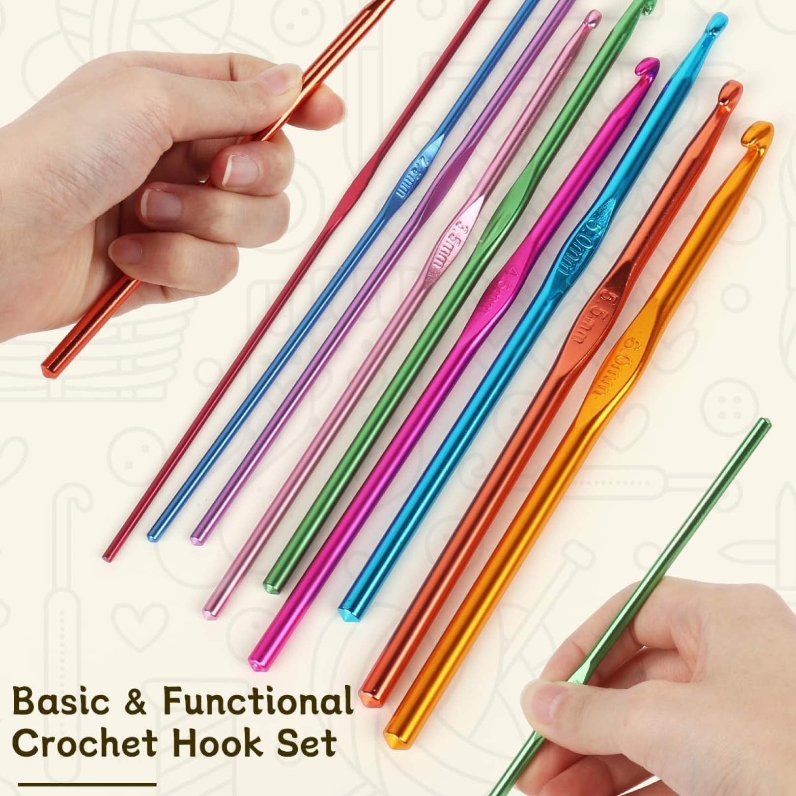 Aluminium Multicolor Knitting Needles, Crochet Kit (12 Pcs Set)