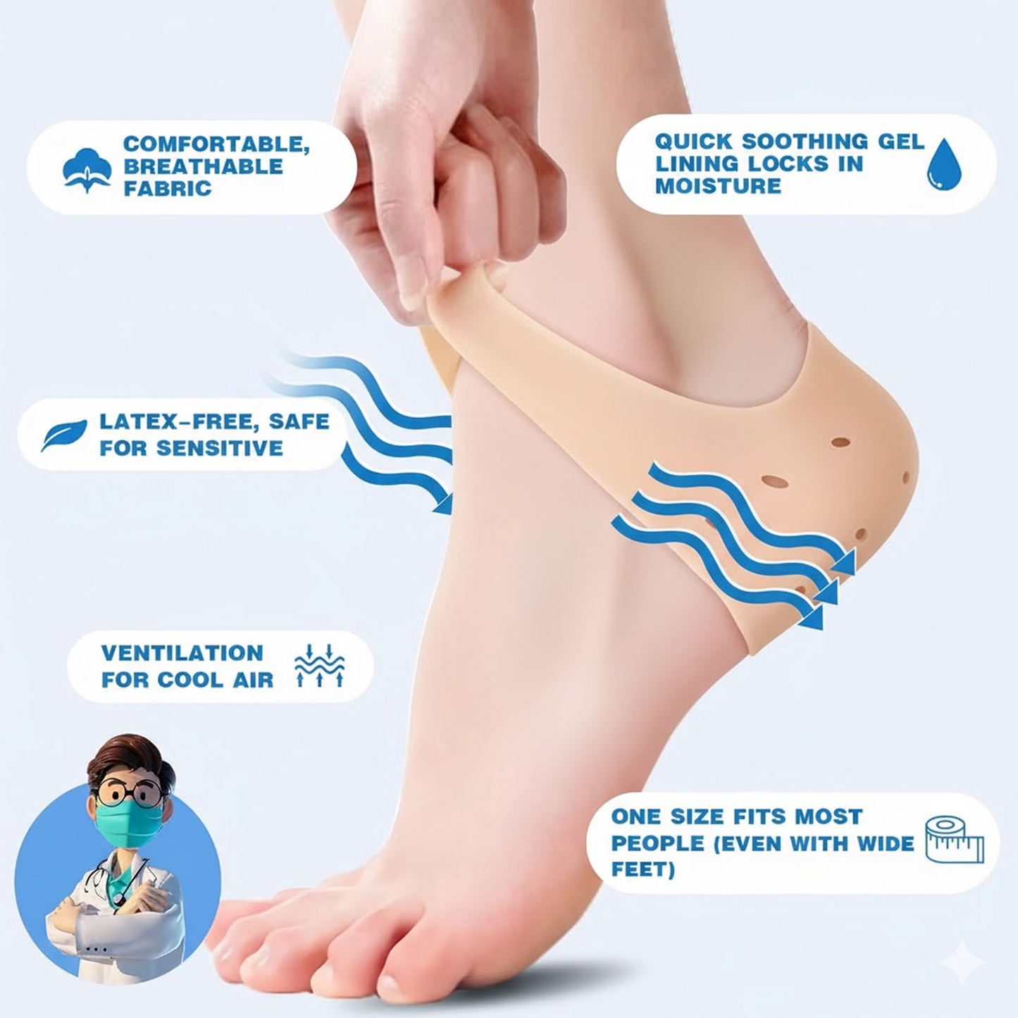 एंटी क्रैक सिलिकॉन जेल हील मॉइस्चराइजिंग सॉक्स पैरों की देखभाल के लिए पुरुषों महिलाओं के लिए (ढीला पैक)