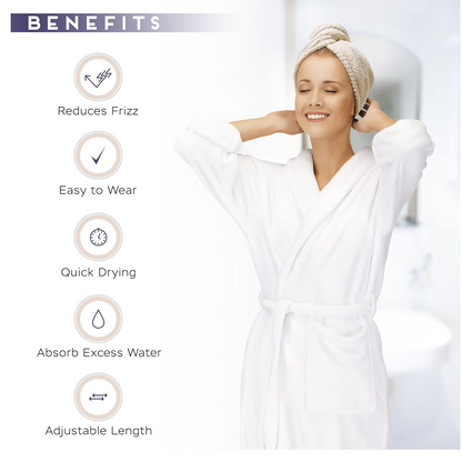 Premium Soft Microfiber Hair Drying Towel Wrap with Button (1 Pc)