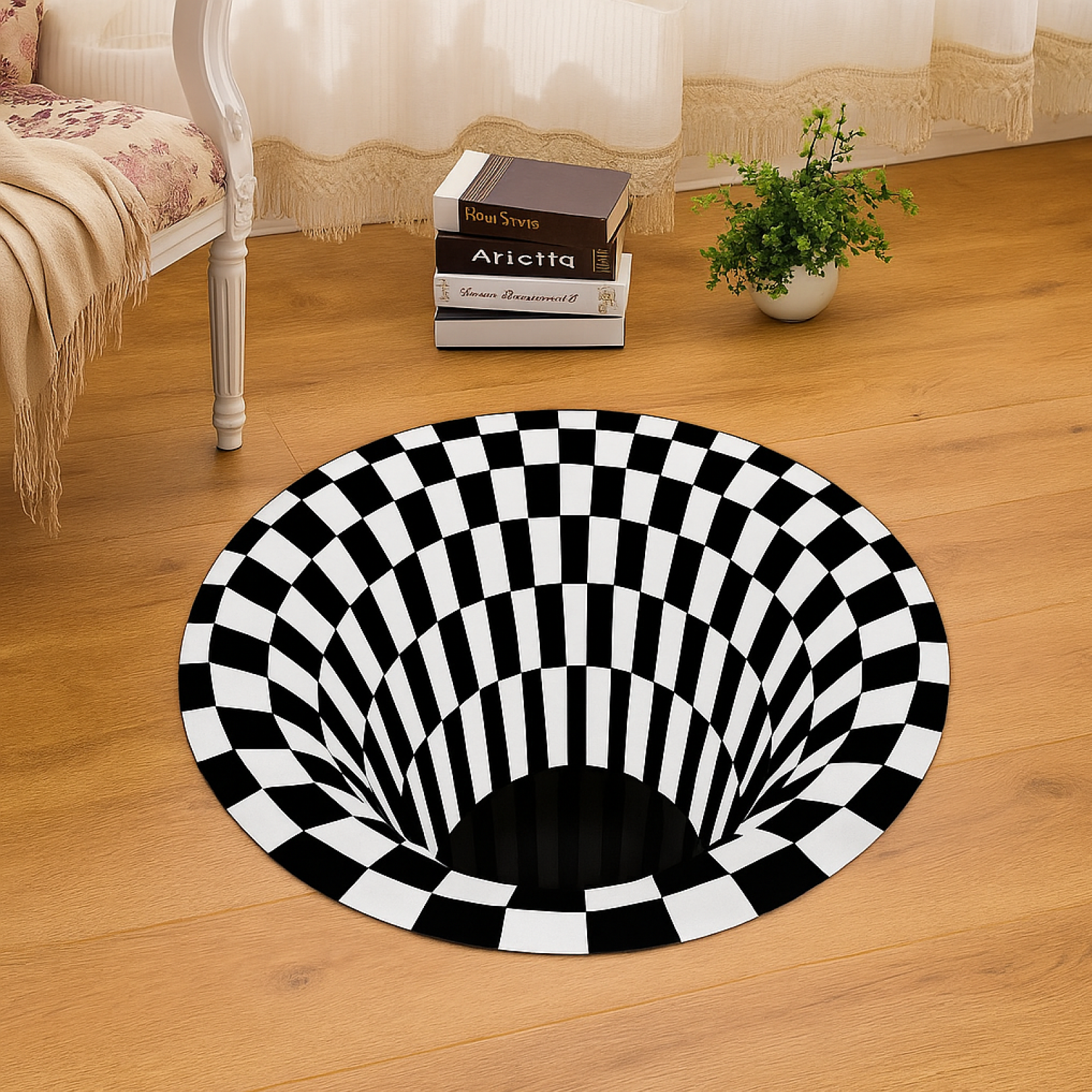 3D Space Round Carpet, Floor Mat Non-Woven Doormat (1 Pc / 78 Cm)