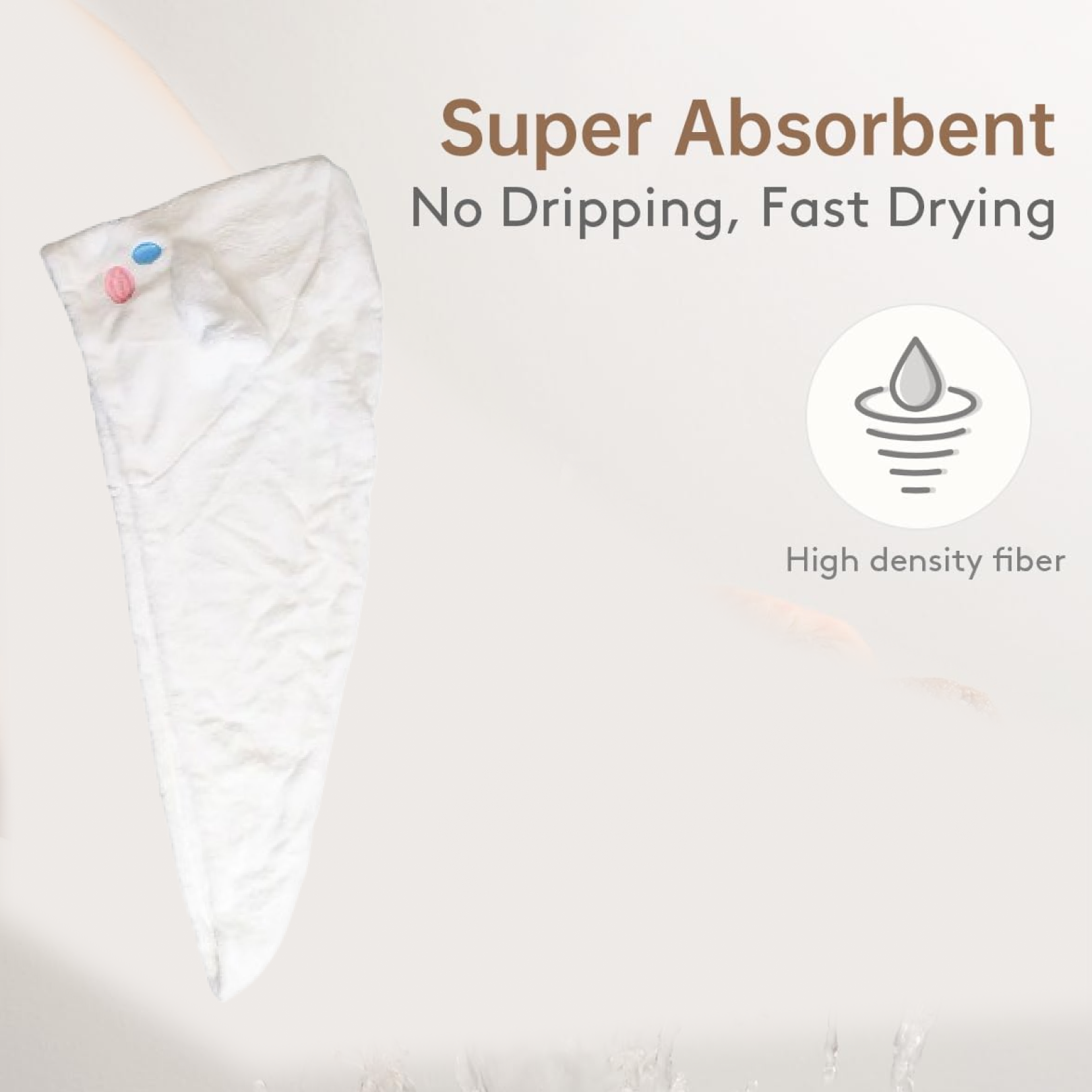 Premium Soft Microfiber Hair Drying Towel Wrap with Button (1 Pc)