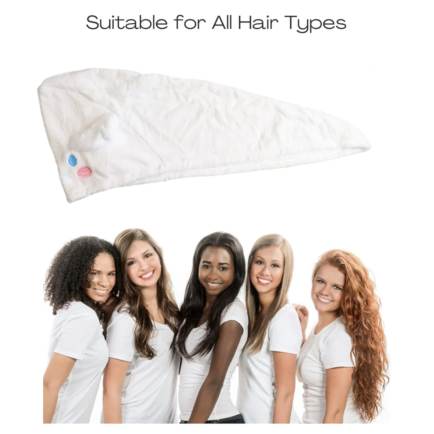 Premium Soft Microfiber Hair Drying Towel Wrap with Button (1 Pc)