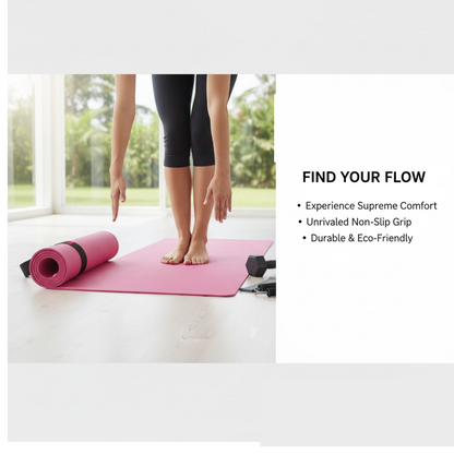 Yoga Mat Eco-Friendly For Fitness Exercise Workout Gym with Non-Slip (180x60xcm) Color may very