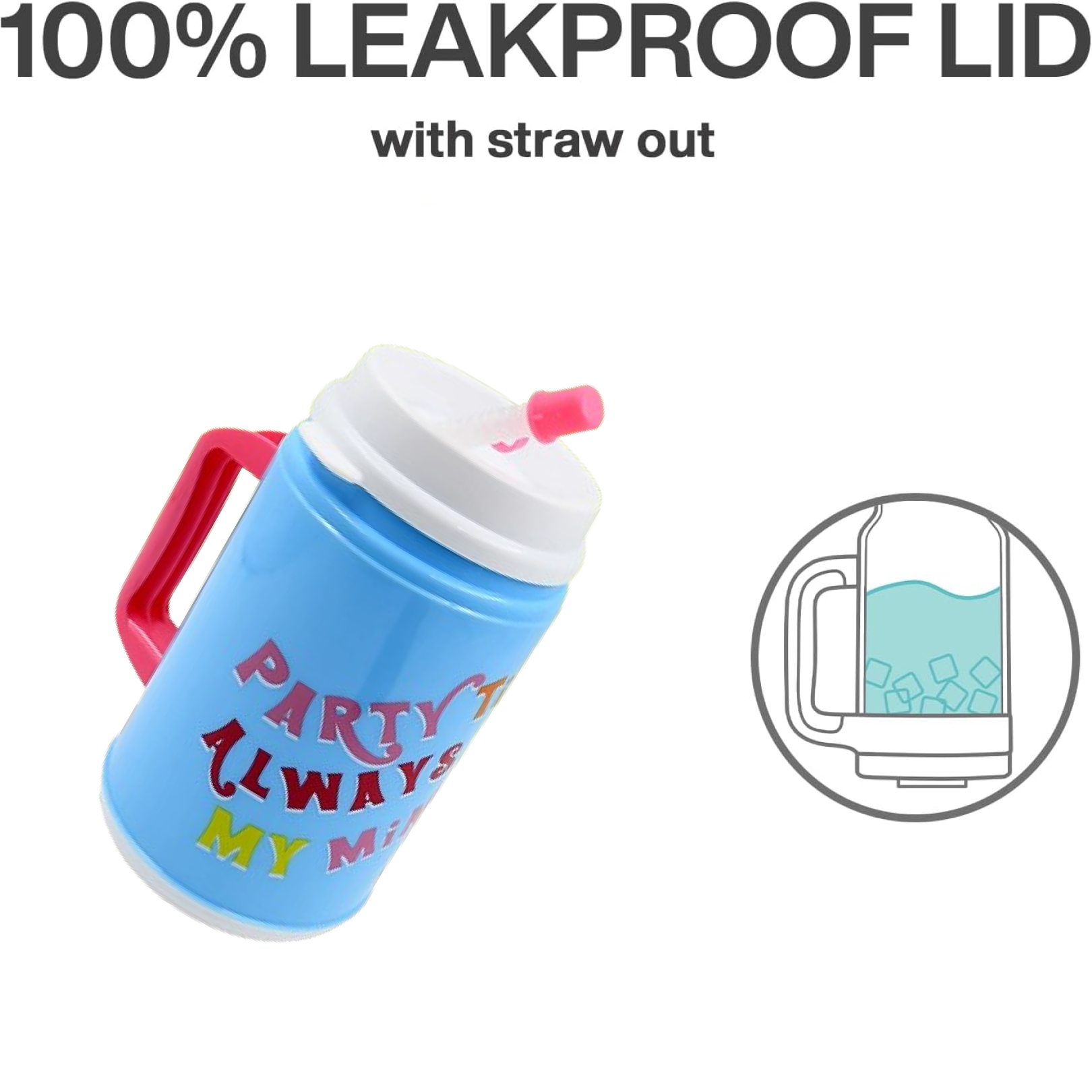 ढक्कन के साथ इंसुलेटेड मग, कैप के साथ लचीला स्ट्रॉ (709 एमएल)