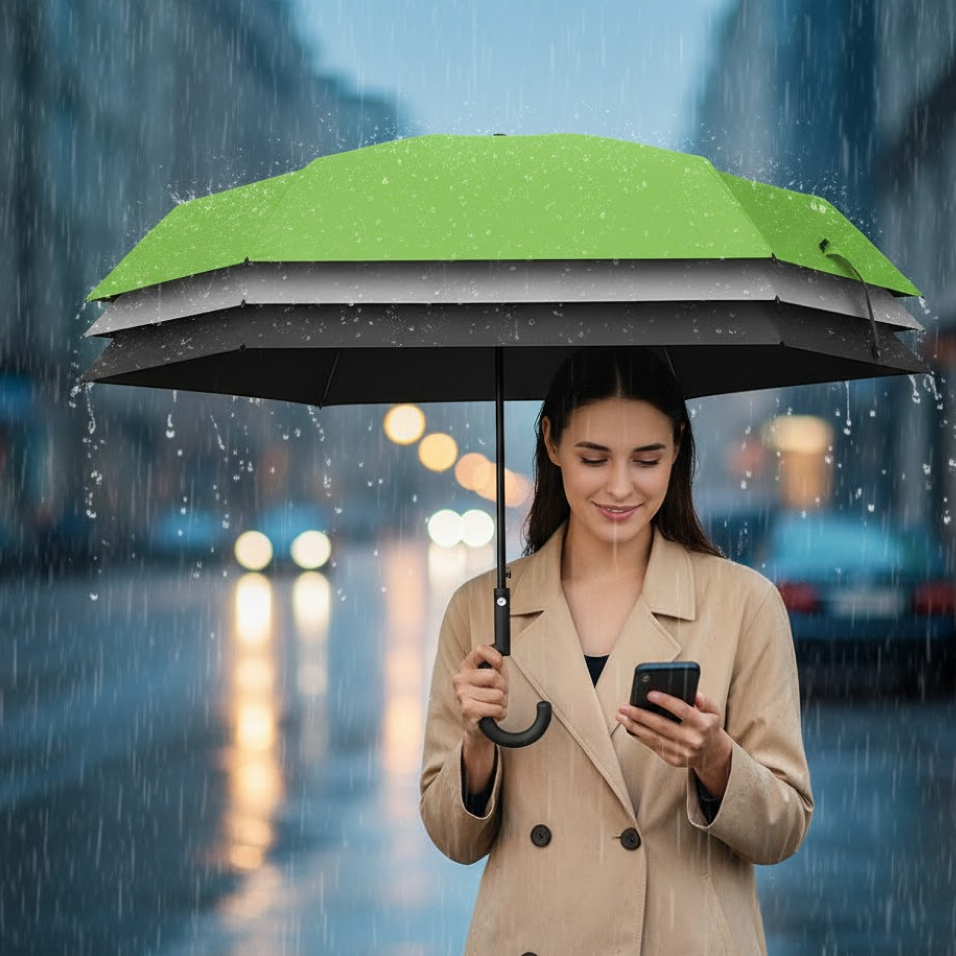 Foldable UV & Rain Umbrella with C-Shaped Handle – Kids (1 Pc / Mix Color)