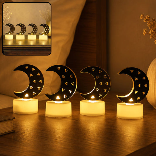 Moon Shaped Flameless LED Candles – Cozy Ambient Glow (4 Pc Set)