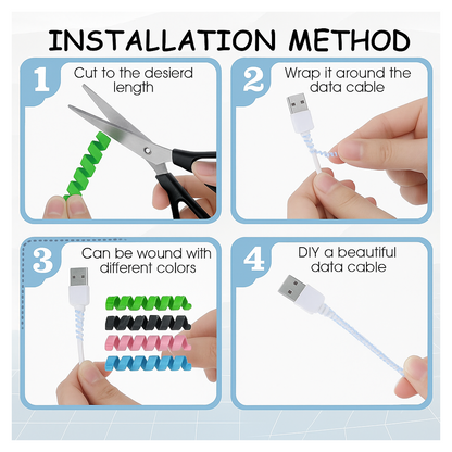 सर्पिल चार्जर स्प्रिंग केबल प्रोटेक्टर डेटा केबल सेवर (4 का पैक)