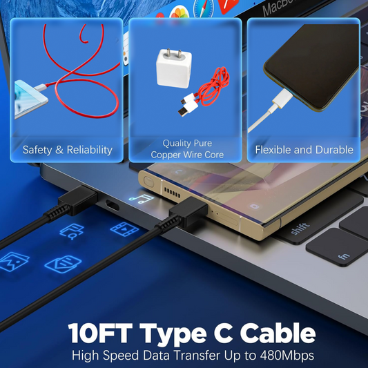 सभी iPhone, Android, स्मार्ट फोन, टैबलेट के लिए केबल के साथ सुपर फास्ट चार्जर।