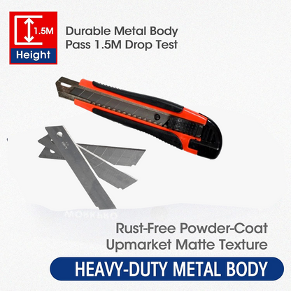 हेवी ड्यूटी 18 मिमी कटर चाकू सेट रबर हैंडल के साथ अतिरिक्त ब्लेड के साथ कार्यालय और घर के उपयोग के लिए सबसे अच्छा उपयोग