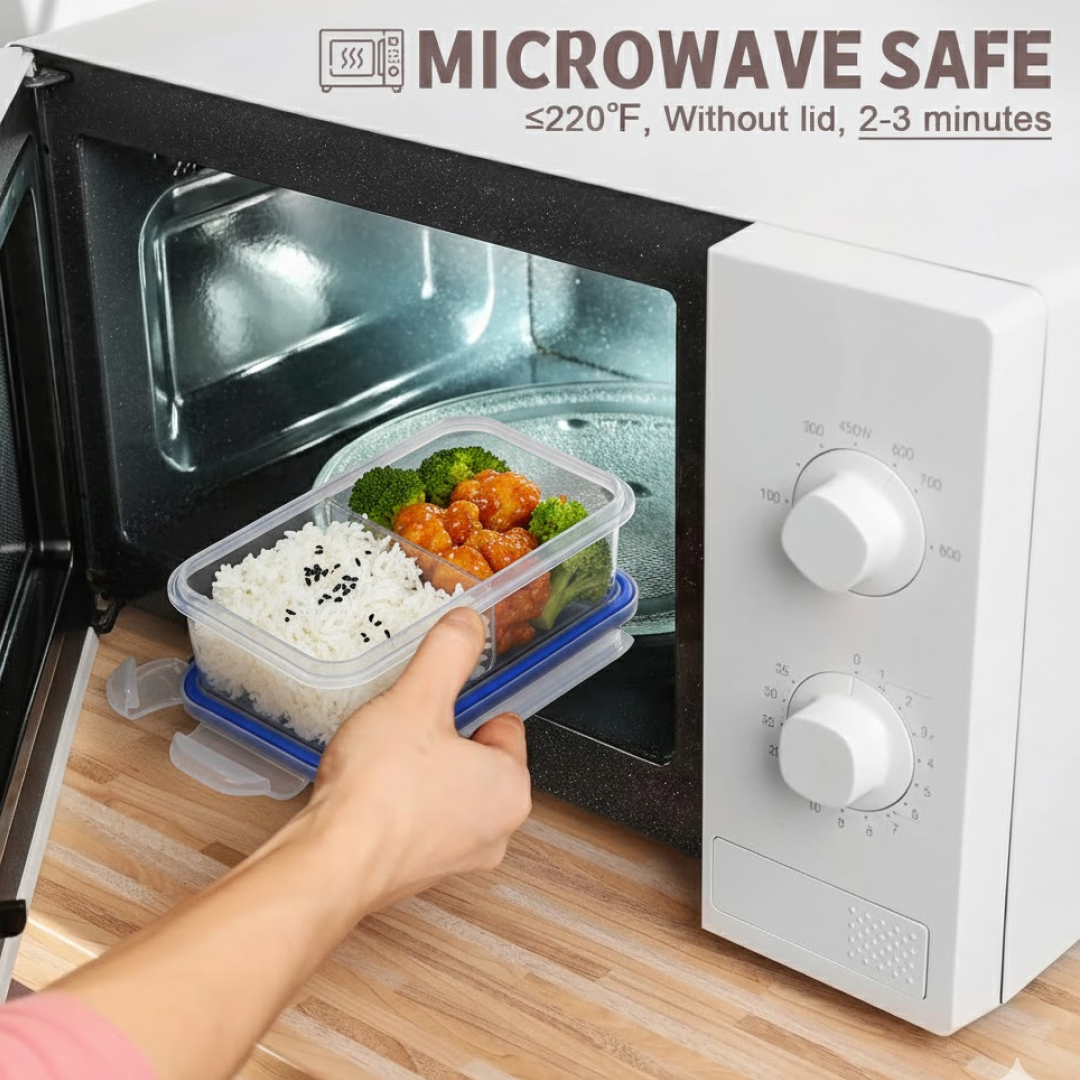 Multipurpose Air Tight 4 Side Lock Food Grade Lunch Box With Small Square Container