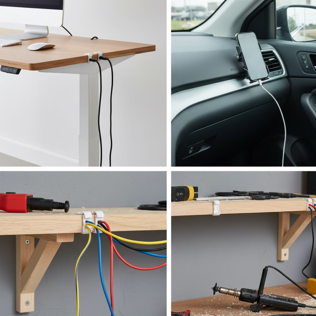 स्वयं चिपकने वाला केबल क्लिप वायर प्रबंधन धारक चिपचिपा माउंट-गोल प्लास्टिक केबल कॉर्ड