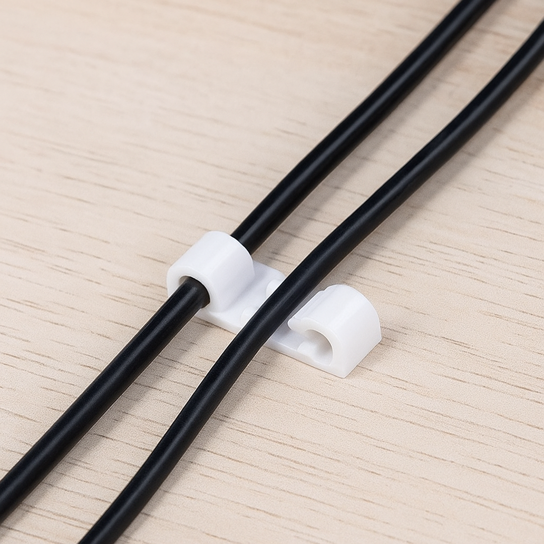 स्वयं चिपकने वाला केबल क्लिप वायर प्रबंधन धारक चिपचिपा माउंट-गोल प्लास्टिक केबल कॉर्ड