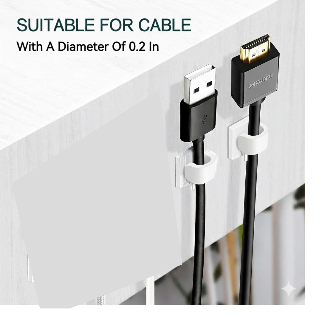 स्वयं चिपकने वाला केबल क्लिप वायर प्रबंधन धारक चिपचिपा माउंट-गोल प्लास्टिक केबल कॉर्ड