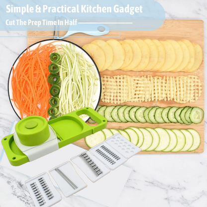 Slicer for Kitchen 5 in 1 Foldable Vegetable Slicer Blade Potato Cutter, Veggie Slicer, Onion Slicer, Julienne Grater with Protective Guards, Stainless Steel Blade