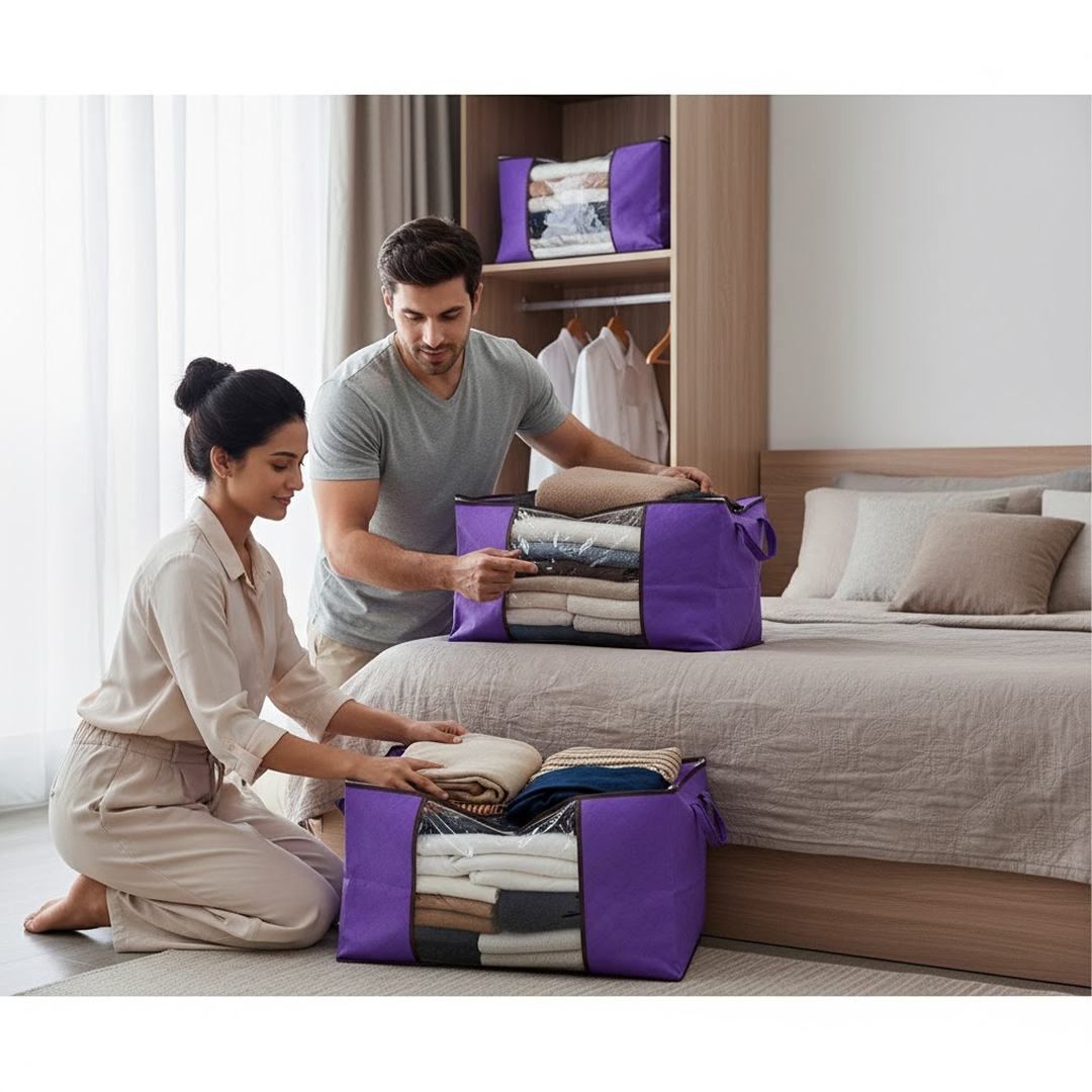 Clothing storage bag zipper, non-woven storage bag storing the clothes and sarees