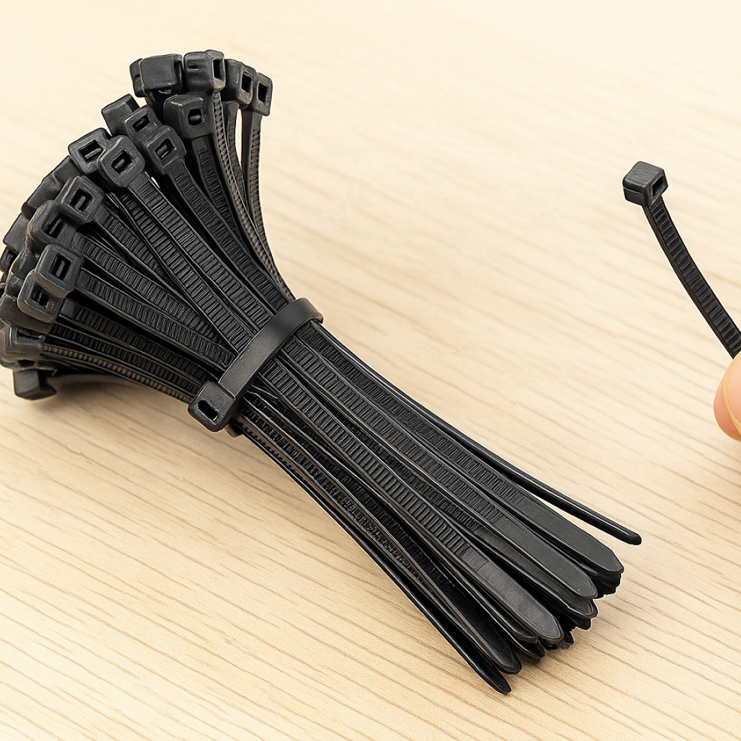 4 इंच नायलॉन सेल्फ लॉकिंग केबल टाई, हैवी ड्यूटी मजबूत ज़िप वायर टाई। 100 पीस का पैक - काला