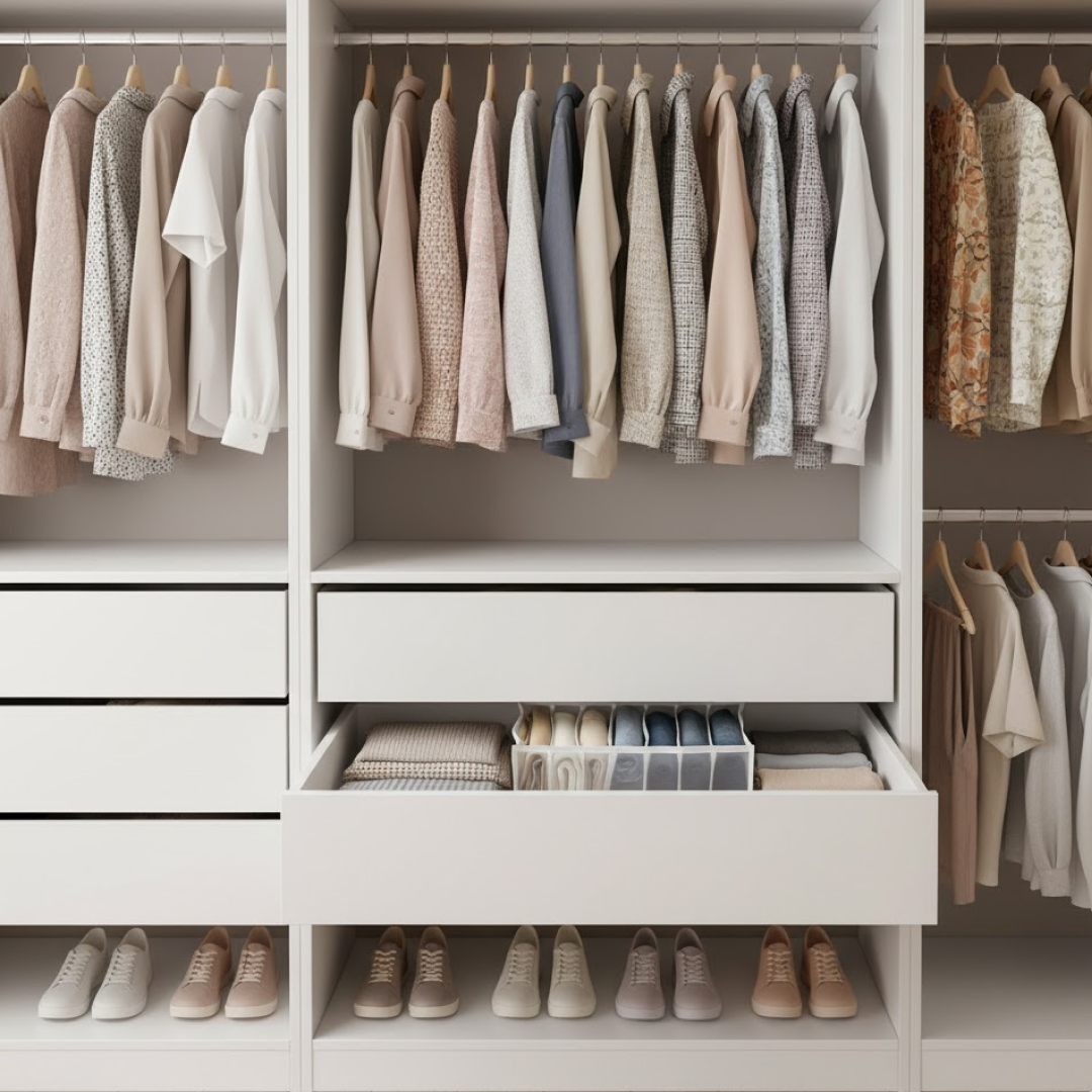 कपड़े आयोजक +7 ग्रिड, दराज अलमारी कपड़े आयोजक, जींस कोठरी कैबिनेट आयोजक, पोर्टेबल फोल्डेबल भंडारण कंटेनर