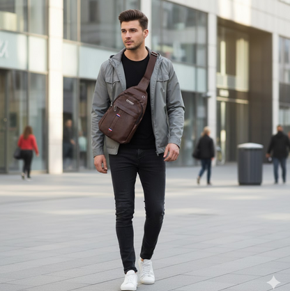 वाटरप्रूफ एंटी थेफ्ट क्रॉस-बॉडी फैनी पैक कमर बैग, कंधे बैग छाती पुरुषों कैज़ुअल फैशन यूएसबी चार्जिंग ईयरफ़ोन हुक स्लिंग ट्रैवल बैग (1 पीस)