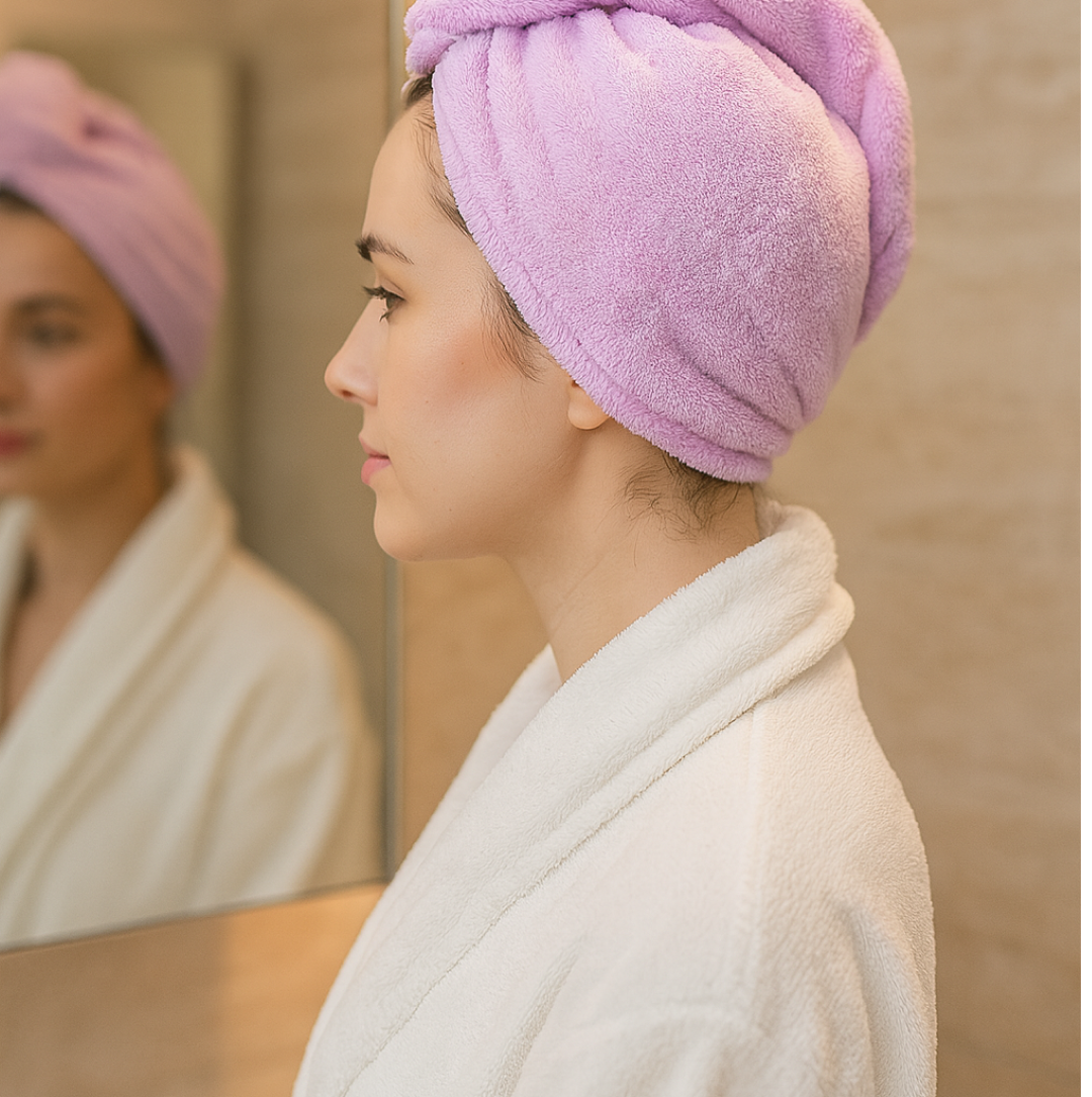 त्वरित पगड़ी बाल सुखाने वाला शोषक माइक्रोफाइबर तौलिया / सूखी शॉवर कैप्स