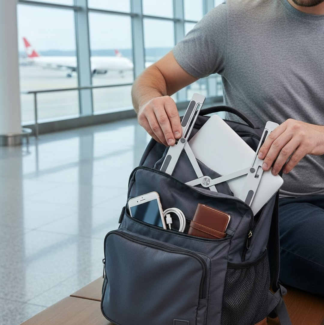 Metal Portable Laptop Stand – 6-Angle Adjustable Riser for Laptops, Phones & Tablets