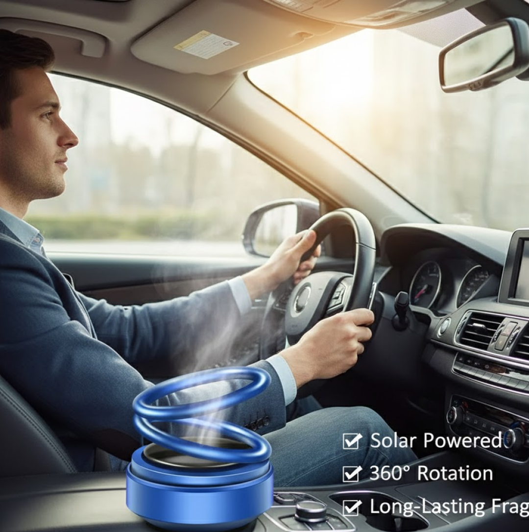 Solar Car Aroma Diffuser 360° Rotating Design, Air Freshener for Car, Home, Office