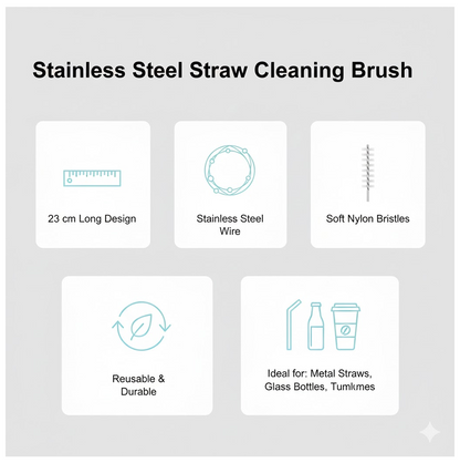 Stainless Steel Straw Cleaning Brush Drinking Pipe, 23mm 1 pcs