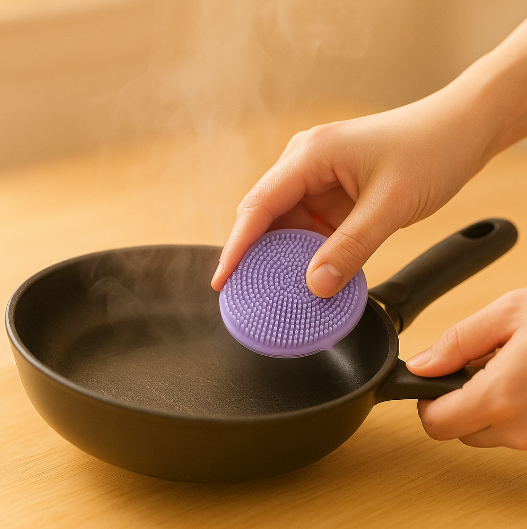 सिलिकॉन डिश स्क्रबर स्पंज फफूंदी मुक्त, नॉन स्टिक, गर्मी प्रतिरोधी