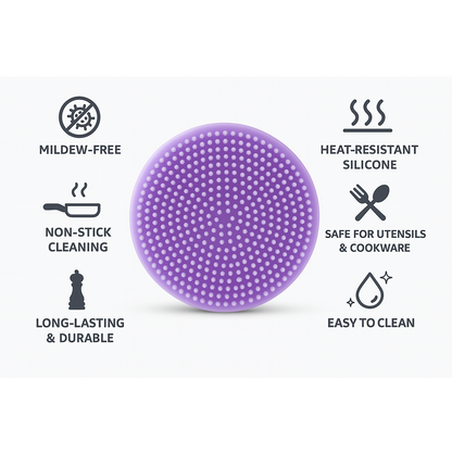 सिलिकॉन डिश स्क्रबर स्पंज फफूंदी मुक्त, नॉन स्टिक, गर्मी प्रतिरोधी