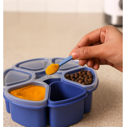 7185 અનન્ય ડિઝાઇન બહુહેતુક મસાલા / મસાલા બોક્સ કન્ટેનર રસોડા માટે મસાલા બોક્સ, મસાલા કન્ટેનર, (પ્લાસ્ટિક 7 વિભાગ)