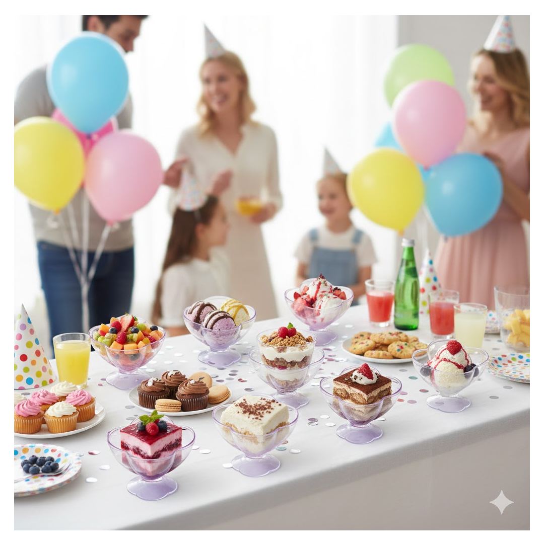 MODERN STYLE DESSERT & ICE CREAM BOWL PLASTIC 6PCS FOR HOME ,OFFICE,PARTY