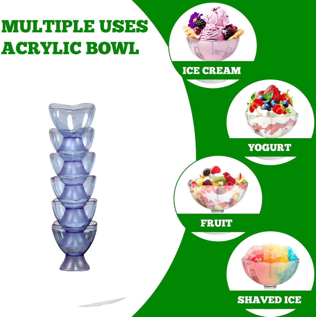 MODERN STYLE DESSERT & ICE CREAM BOWL PLASTIC 6PCS FOR HOME ,OFFICE,PARTY