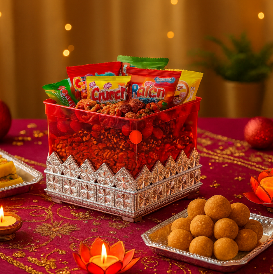 रूबी ड्राईफ्रूट स्टोरेज कंटेनर आकर्षक डिज़ाइन बॉक्स घर, उपहार और रसोई के उपयोग के लिए