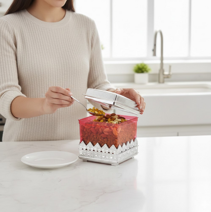 रूबी ड्राईफ्रूट स्टोरेज कंटेनर आकर्षक डिज़ाइन बॉक्स घर, उपहार और रसोई के उपयोग के लिए