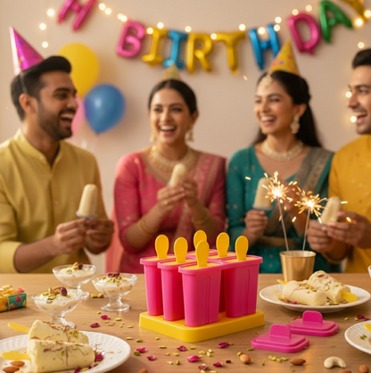 Kulfi Maker Moulds Set Plastic Homemade Kulfi Mould 6pcs Set For Freezer Use