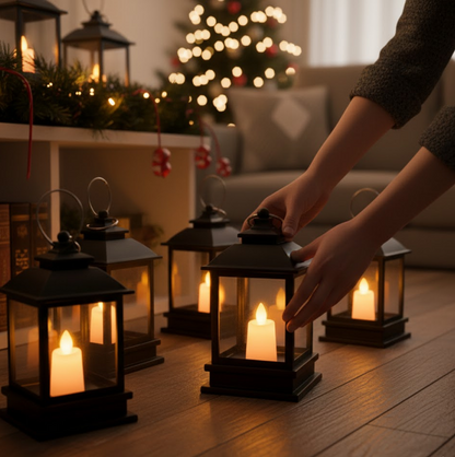 ઘરની સજાવટ માટે કૃત્રિમ ગામઠી બેટરી-સંચાલિત ફ્લેમલેસ કેન્ડલ લાઇટ સાથે 6555 ક્લાસિક સ્ટાઇલ ફાનસ - ઇન્ડોર અને આઉટડોર ઉપયોગ માટે સારું (24નું પેક)