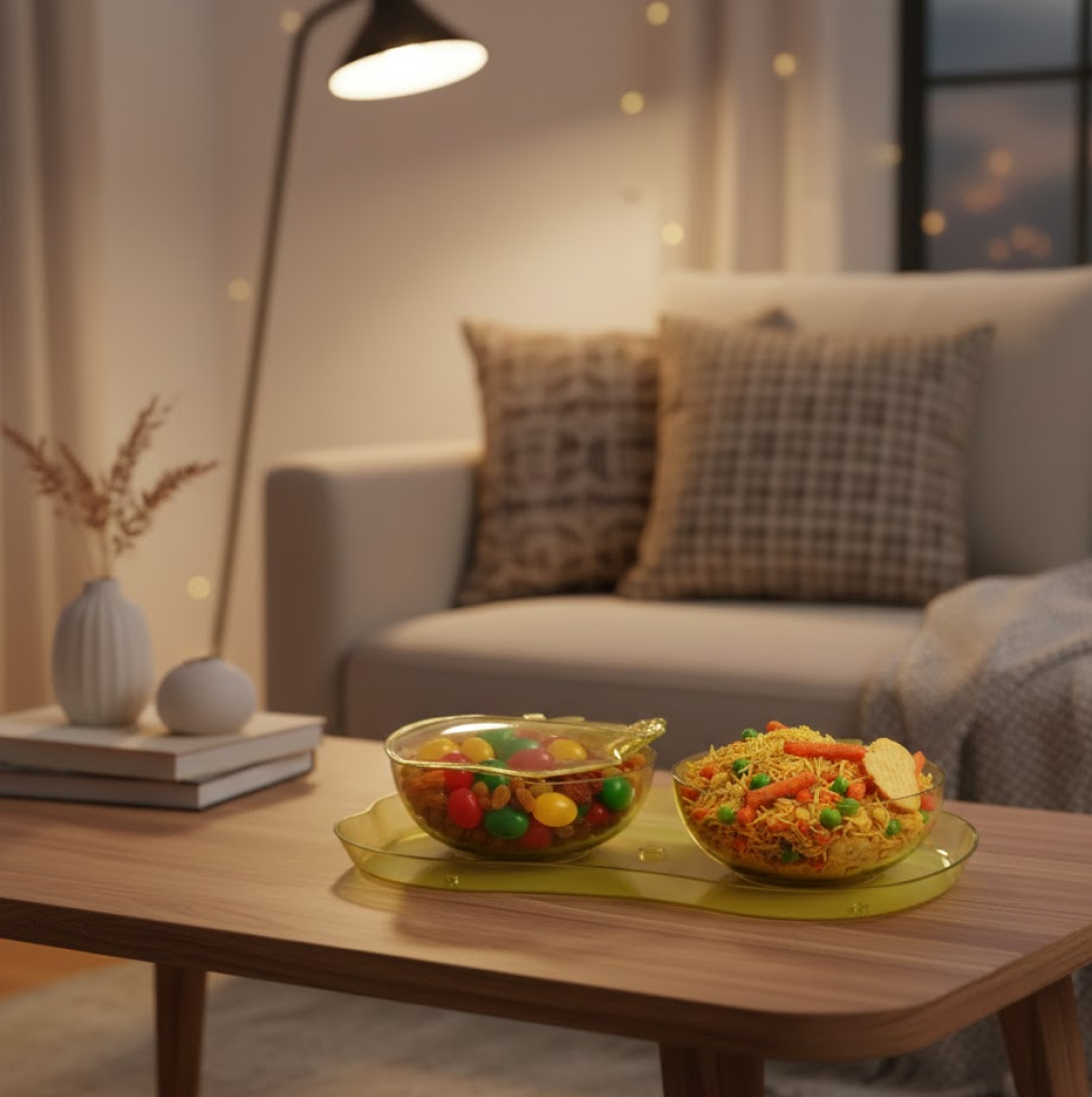 2752 એપલ શેપ ટ્રે બાઉલ નાસ્તા અને વિવિધ ખાદ્ય સામગ્રી પીરસવા માટે વપરાય છે.