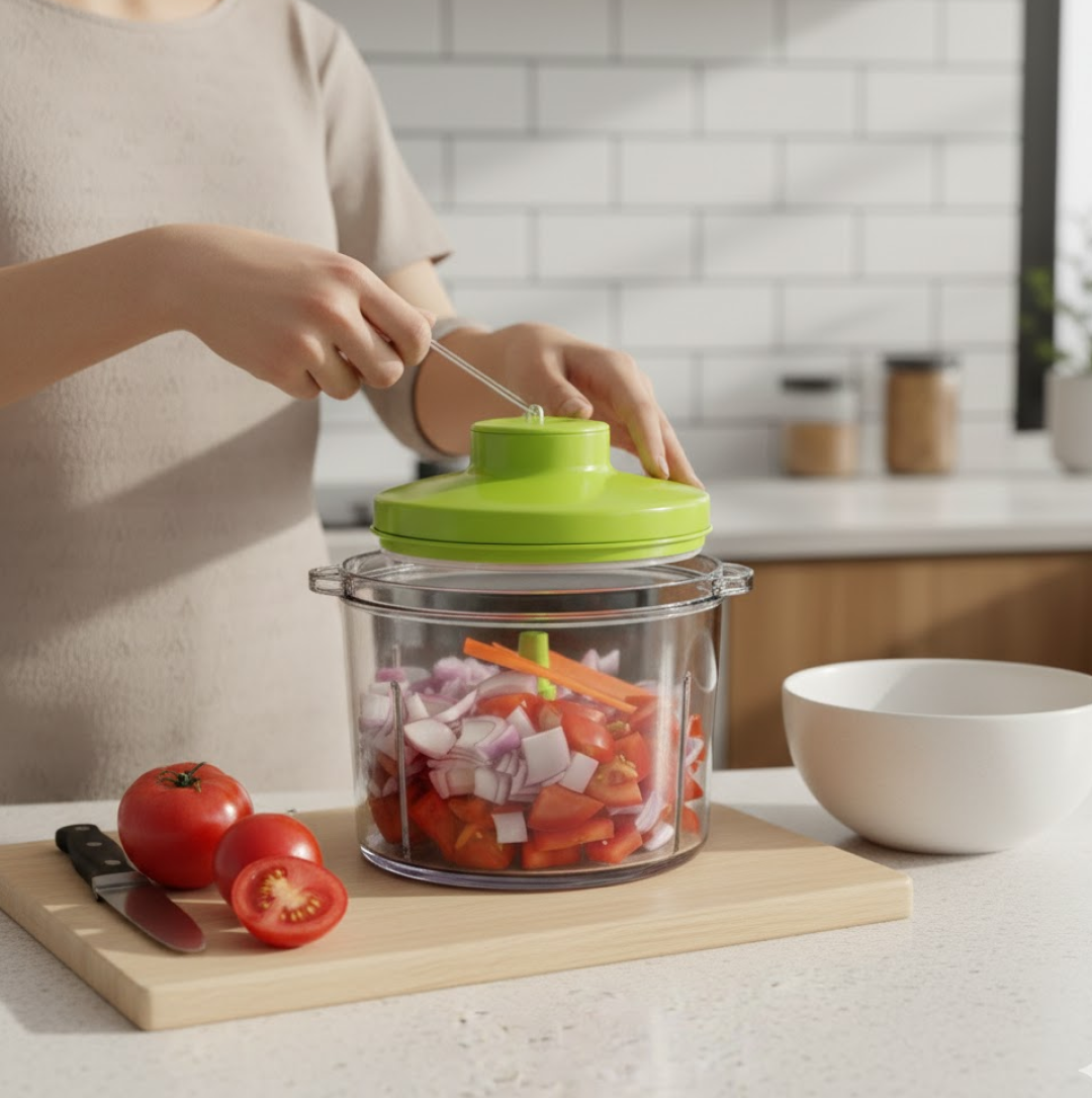 गणेश मास्टर चॉपर 5 स्टेनलेस स्टील ब्लेड के साथ, XL बड़ा जंबो चॉपर (900 एमएल)